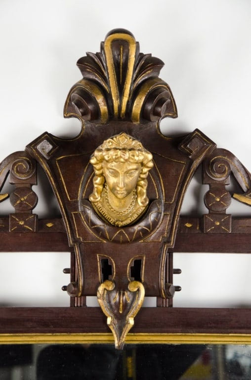 AESTHETIC MOVEMENT WOOD FIGURAL MIRROR - 6