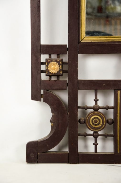 AESTHETIC MOVEMENT WOOD FIGURAL MIRROR - 7