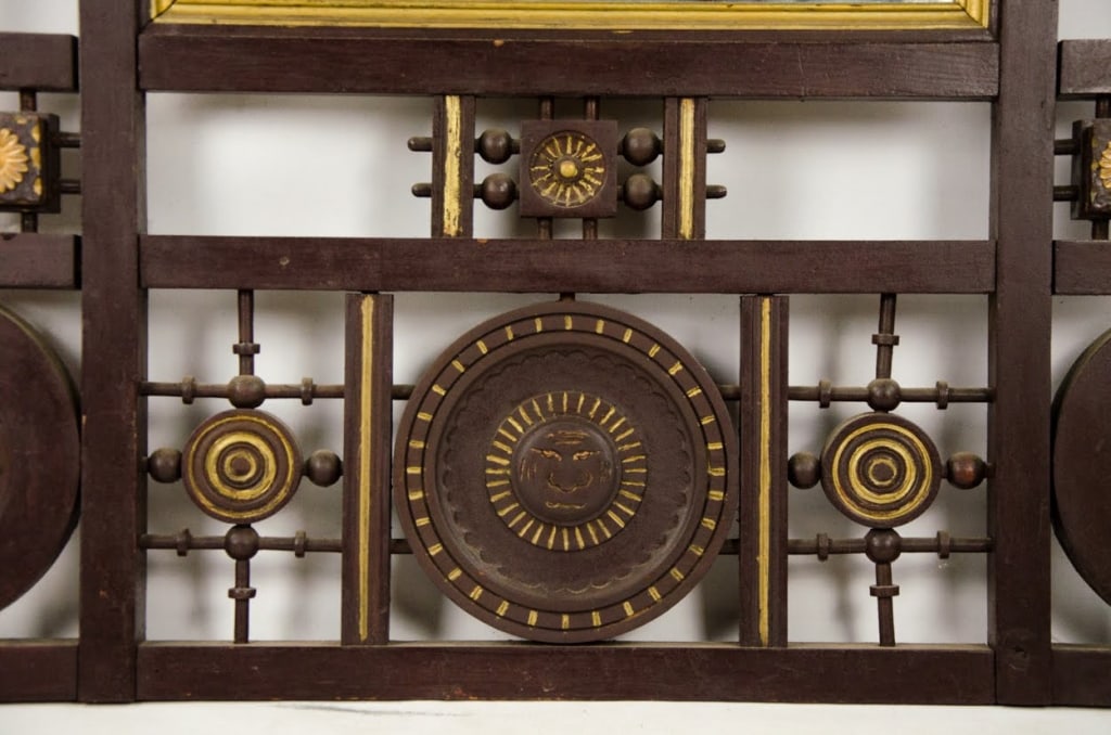 AESTHETIC MOVEMENT WOOD FIGURAL MIRROR - 8