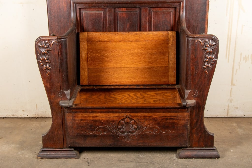 ART NOUVEAU STYLE OAK HALL BENCH - 10