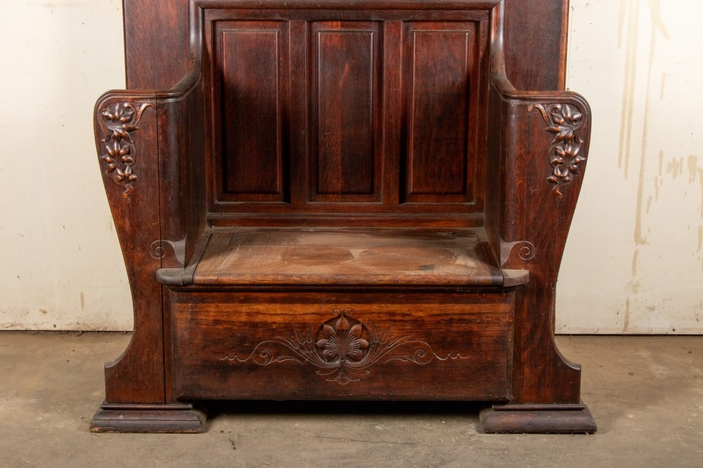 ART NOUVEAU STYLE OAK HALL BENCH - 6