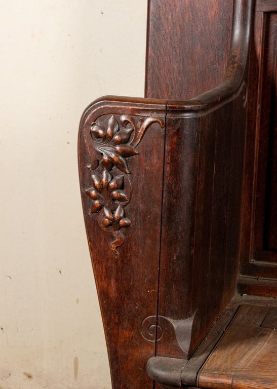 ART NOUVEAU STYLE OAK HALL BENCH - 8