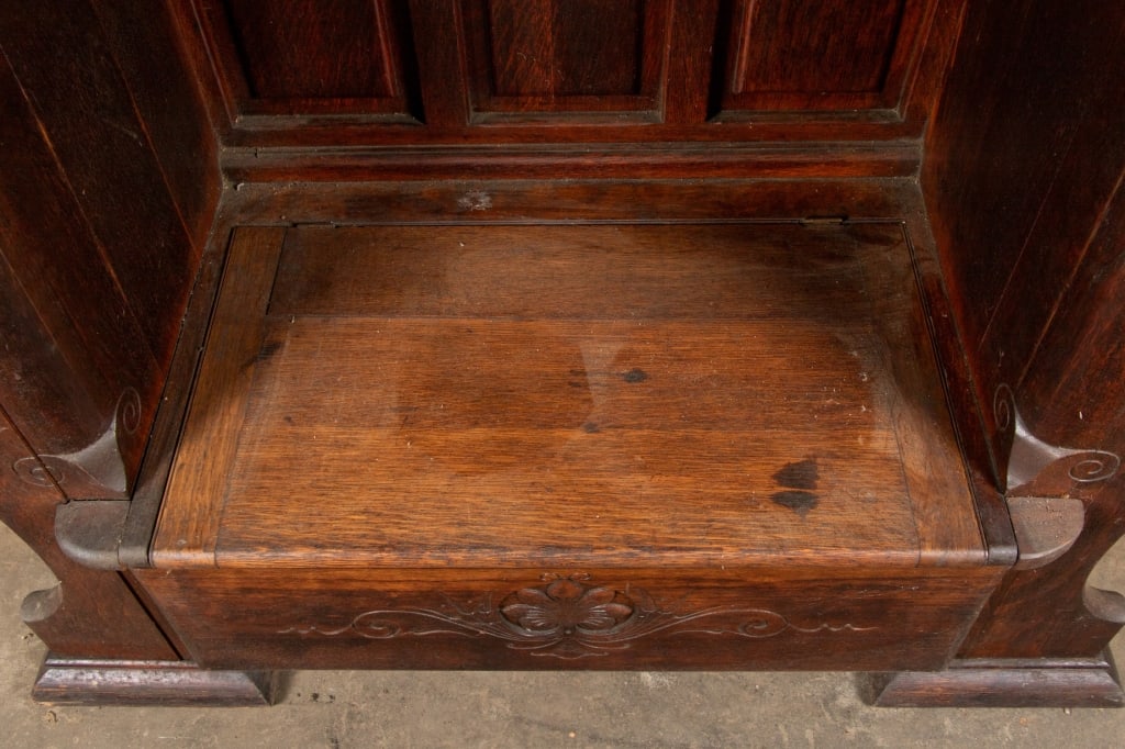 ART NOUVEAU STYLE OAK HALL BENCH - 9