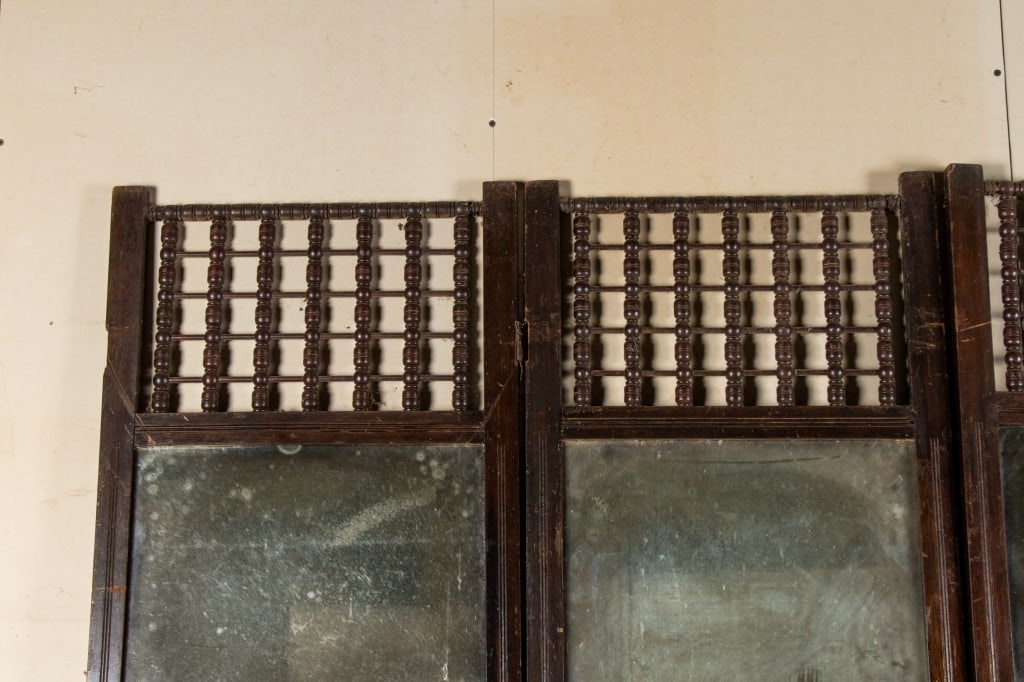 VINTAGE FOUR PANEL MIRRORED ROOM DIVIDER - 2