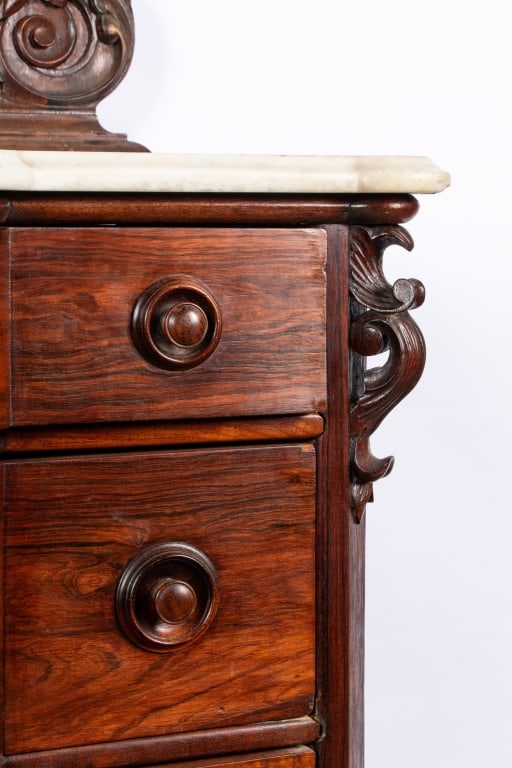 VICTORIAN MAHOGANY MARBLE TOP DRESSER - 8