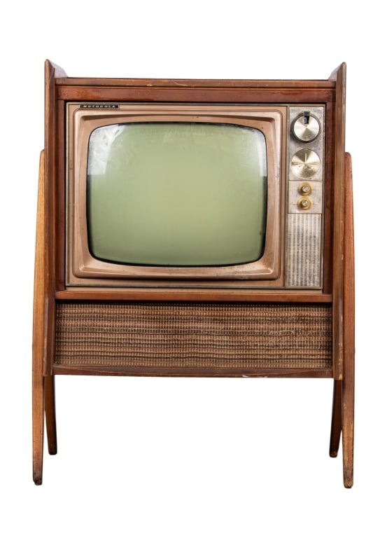 MID-CENTURY MOTOROLA: Mid-century Motorola. Approximate dimensions: h. 36", w. 28", d. 14" Disclaimer: Participating bidders must have a credit card on file with LiveAuctioneers in order for their bidding registration to b