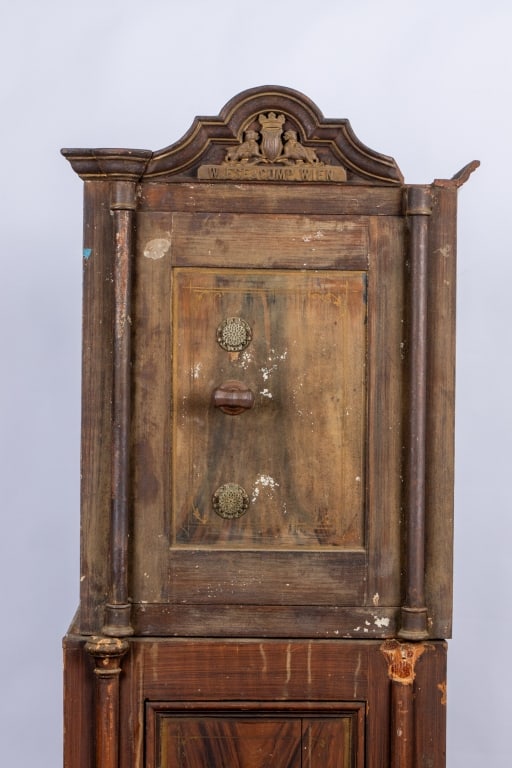ANTIQUE WIESE & COMPANY IRON & WOOD LOCKED SAFE - 2