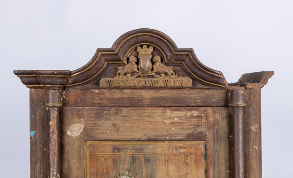 ANTIQUE WIESE & COMPANY IRON & WOOD LOCKED SAFE - 4