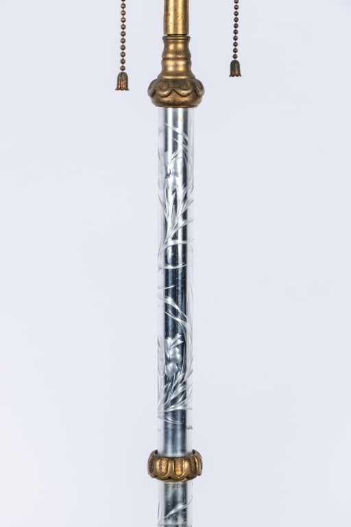 20TH CENTURY ETCHED GLASS FLOOR LAMP - 5