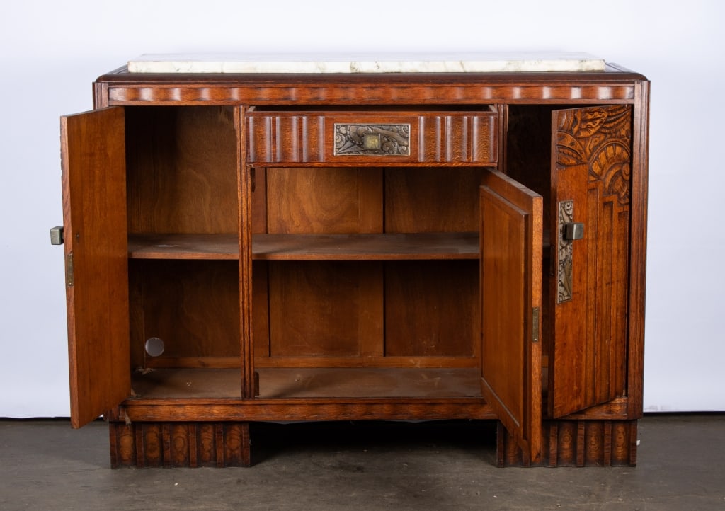 ART DECO STYLE MARBLE TOP BUFFET - 7