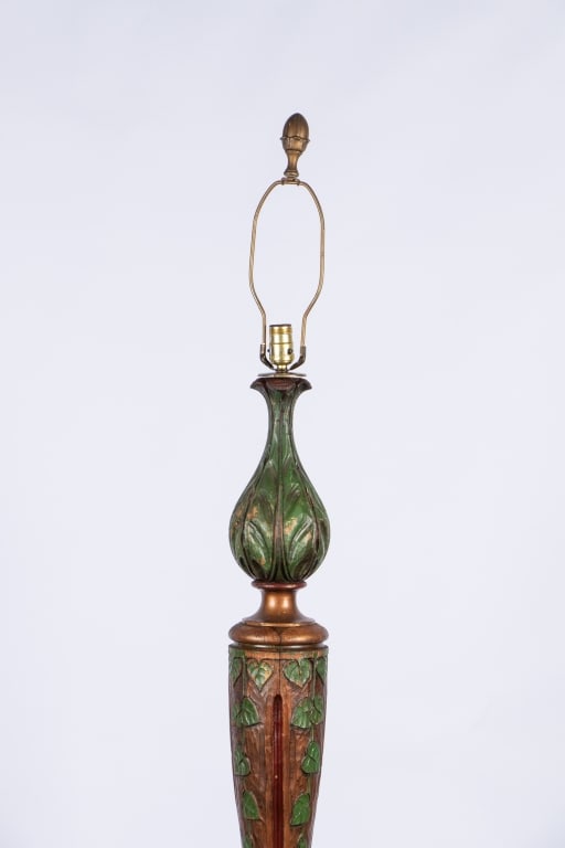 20TH CENTURY CARVED IVY MOTIF FLOOR LAMP - 2