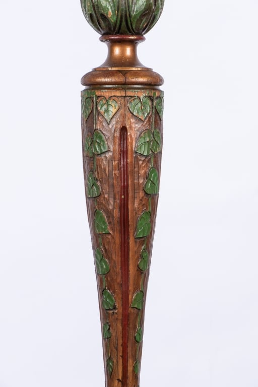 20TH CENTURY CARVED IVY MOTIF FLOOR LAMP - 3