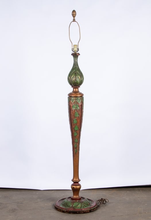 20TH CENTURY CARVED IVY MOTIF FLOOR LAMP - 6