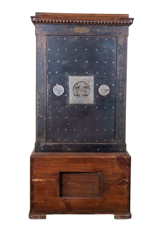 19TH CENTURY HAFNER JEWELER SAFE: 19th century Hafner jeweler safe. Approximate dimensions: h. 57", w. 28", d. 16" Disclaimer: Participating bidders must have a credit card on file with LiveAuctioneers in order for their bidding regis
