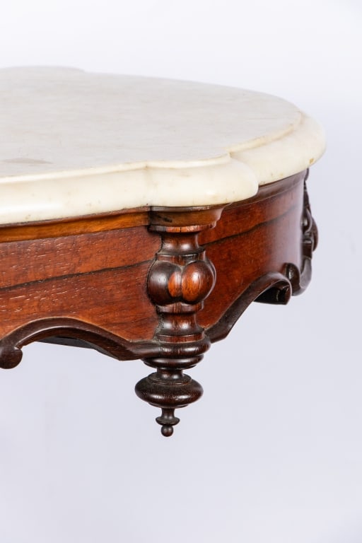VICTORIAN EASTLAKE WALNUT & MARBLE PARLOR TABLE - 5