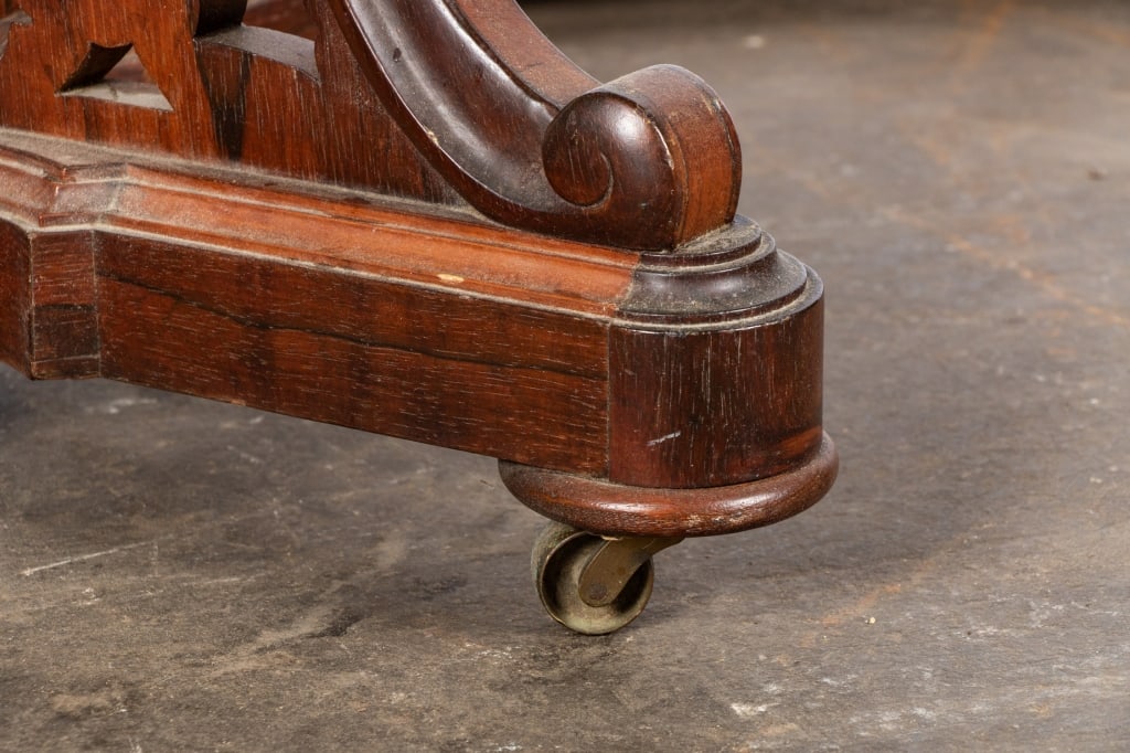 VICTORIAN EASTLAKE WALNUT & MARBLE PARLOR TABLE - 7