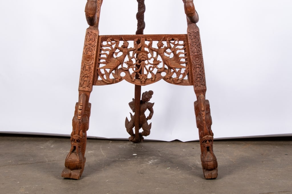 ORNATE BURMESE CARVED FLOOR EASEL - 4