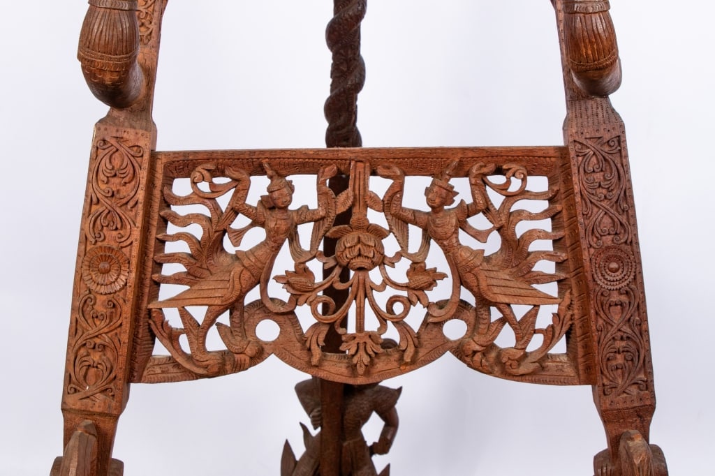 ORNATE BURMESE CARVED FLOOR EASEL - 6