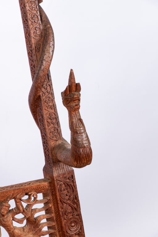 ORNATE BURMESE CARVED FLOOR EASEL - 7