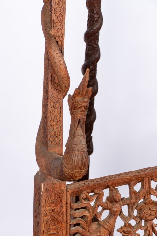 ORNATE BURMESE CARVED FLOOR EASEL - 8