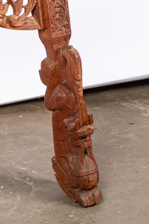 ORNATE BURMESE CARVED FLOOR EASEL - 9