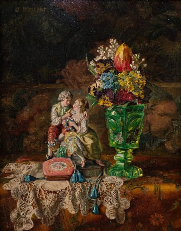 LEA REINHART, STILL LIFE, OIL ON BOARD - 4