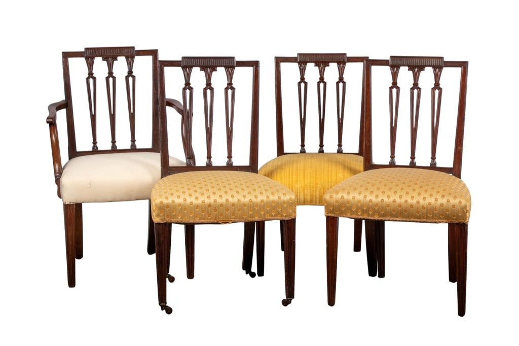 SET OF 4 HEPPLEWHITE STYLE MAHOGANY CHAIRS (1 of 11)