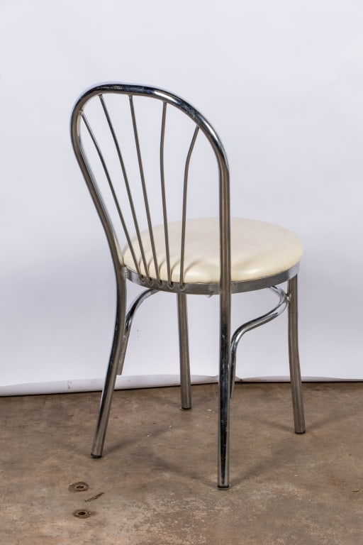 SET OF 4 MID-CENTURY VINYL & CHROME DINING CHAIRS - 7