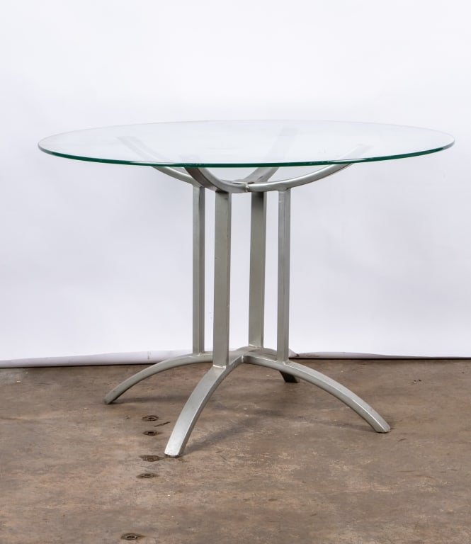 MODERN GLASS & METAL BREAKFAST TABLE - 2