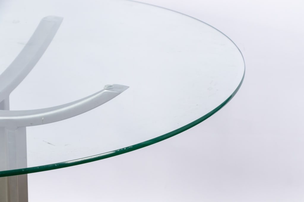 MODERN GLASS & METAL BREAKFAST TABLE - 7