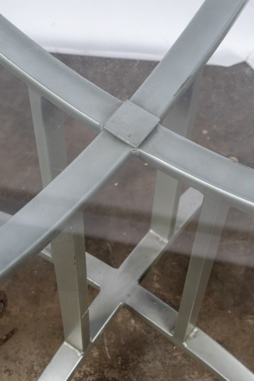 MODERN GLASS & METAL BREAKFAST TABLE - 8