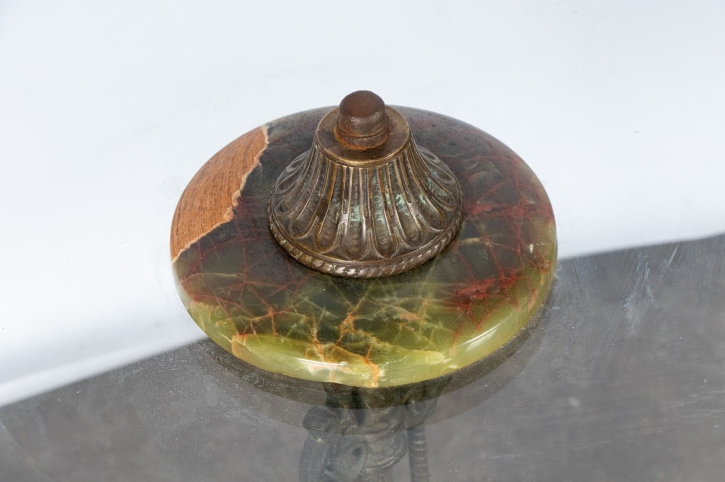 20TH CENTURY GLASS, METAL & STONE SIDE TABLE - 3