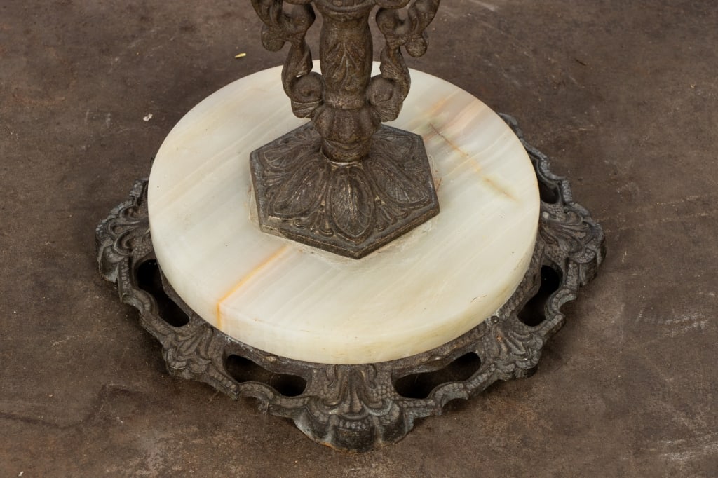 20TH CENTURY GLASS, METAL & STONE SIDE TABLE - 6