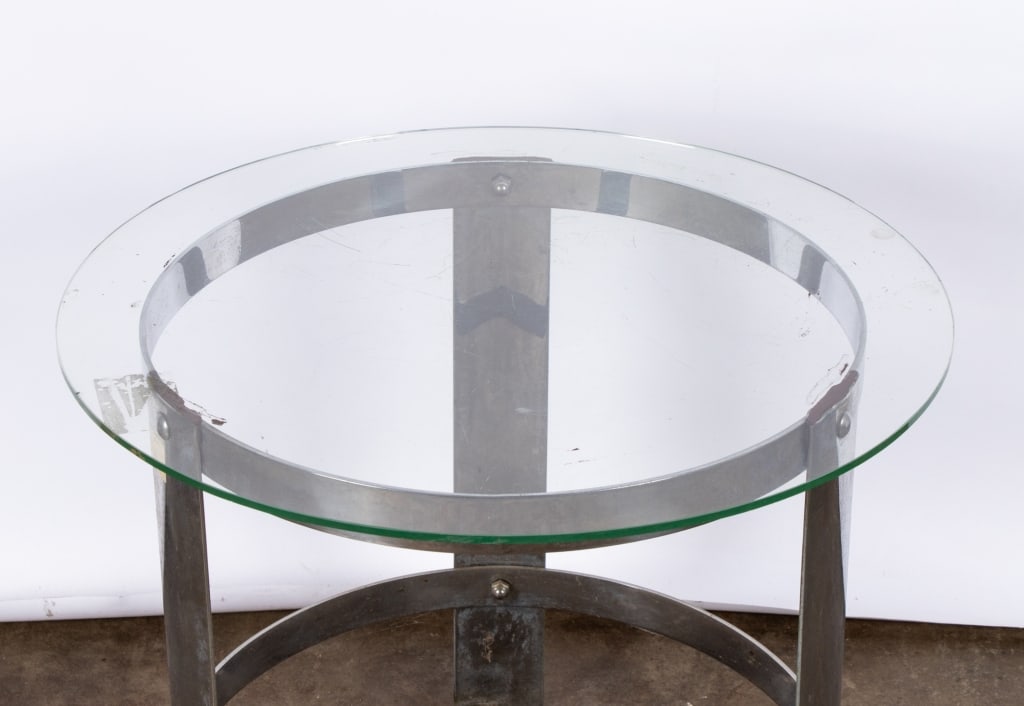 MODERN CHROME & GLASS ACCENT TABLE - 7