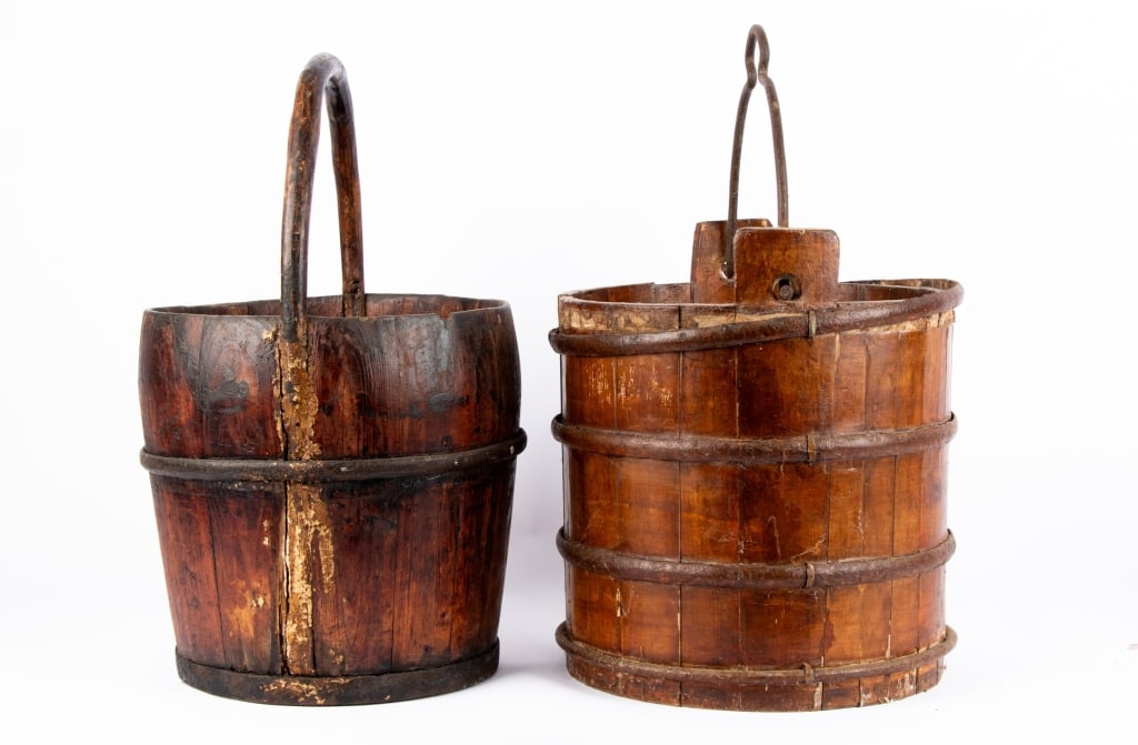 TWO ANTIQUE CHINESE WATER BUCKETS - 2
