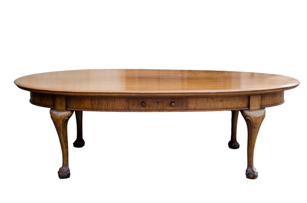 HOBBS & CO. CHIPPENDALE STYLE LIBRARY TABLE: Hobbs & Co. Chippendale style library table. Approximate dimensions: h. 29.5", w. 96", d. 50.5" Disclaimer: Participating bidders must have a credit card on file with LiveAuctioneers in order for