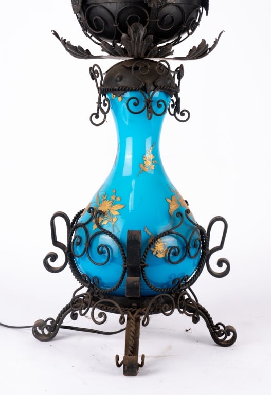 VINTAGE ELECTRIFIED OIL TABLE LAMP - 10
