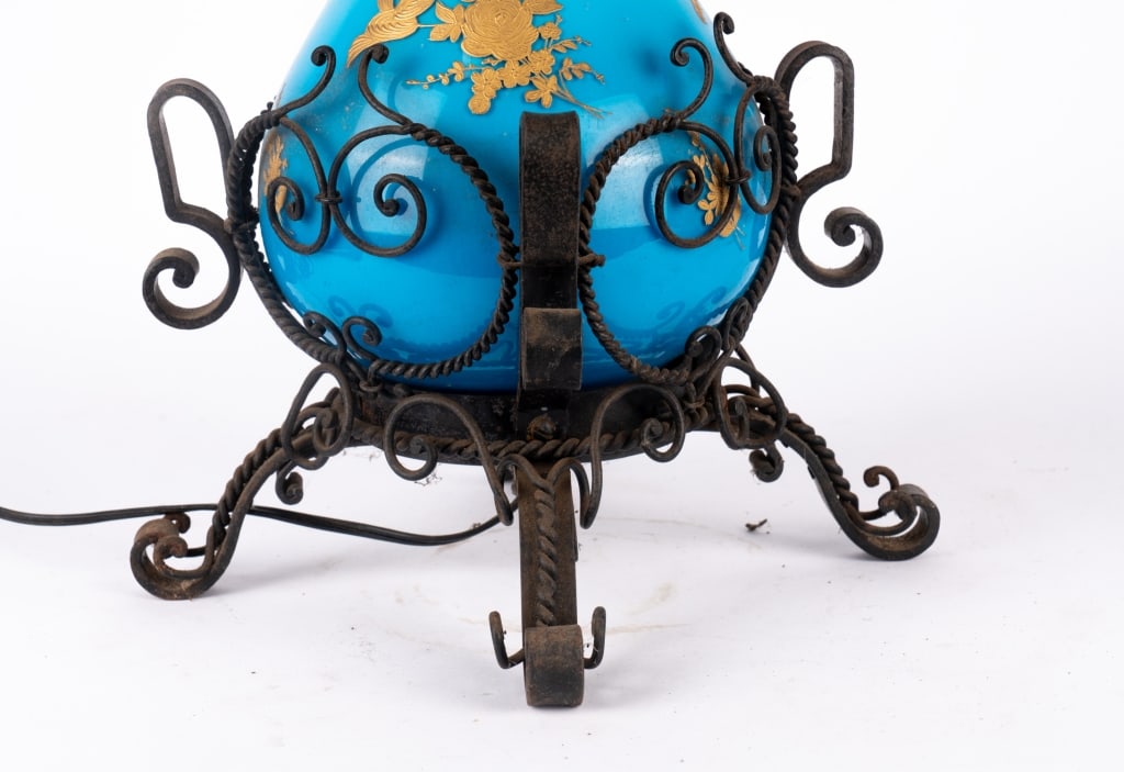 VINTAGE ELECTRIFIED OIL TABLE LAMP - 7