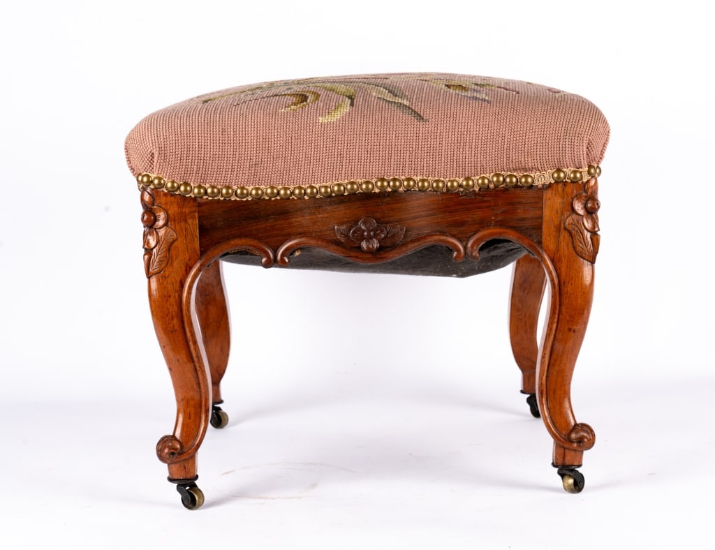 LOUIS XV STYLE NEEDLEPOINT STOOL - 2