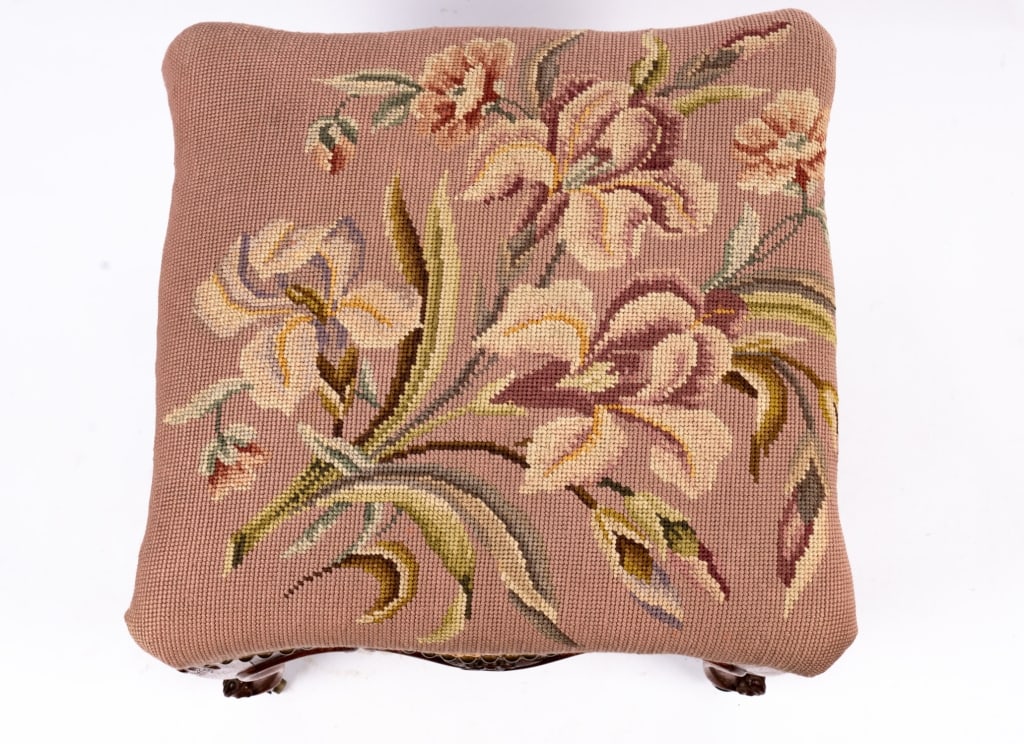 LOUIS XV STYLE NEEDLEPOINT STOOL - 5