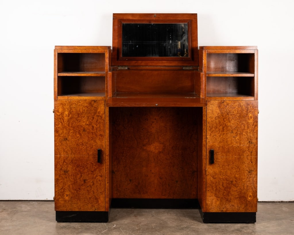 ART DECO STYLE BURL WALNUT VANITY - 4