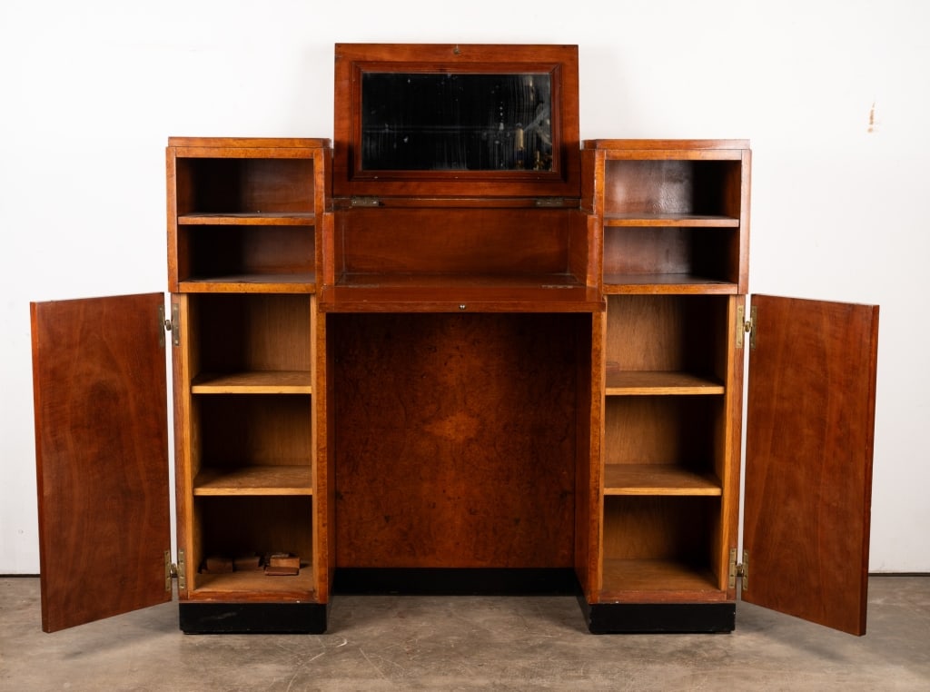 ART DECO STYLE BURL WALNUT VANITY - 5