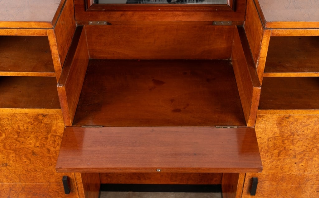 ART DECO STYLE BURL WALNUT VANITY - 6