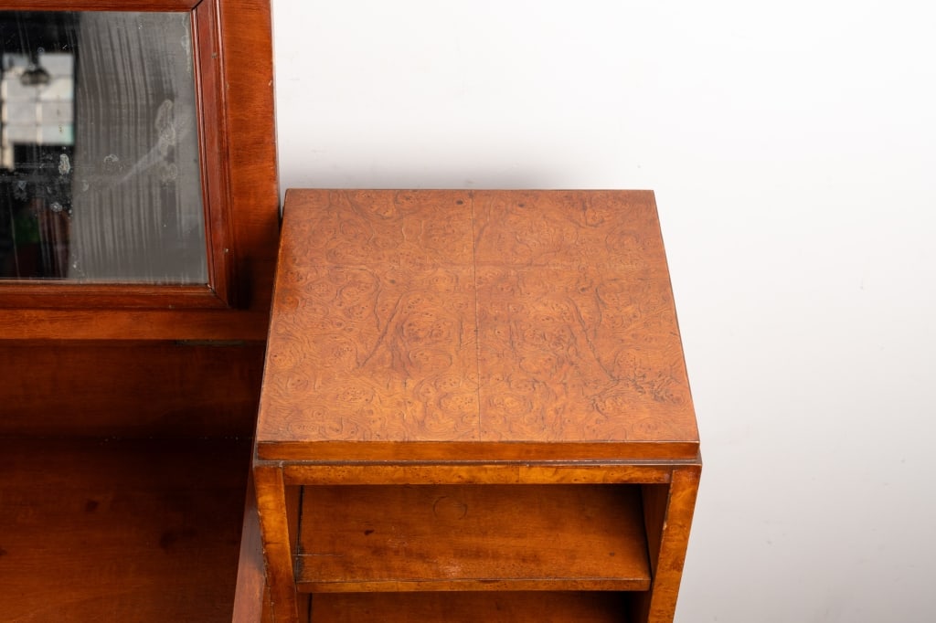 ART DECO STYLE BURL WALNUT VANITY - 8