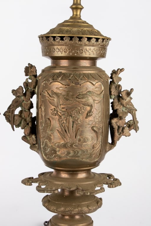 PAIR OF ASIAN BRASS TABLE LAMPS - 3