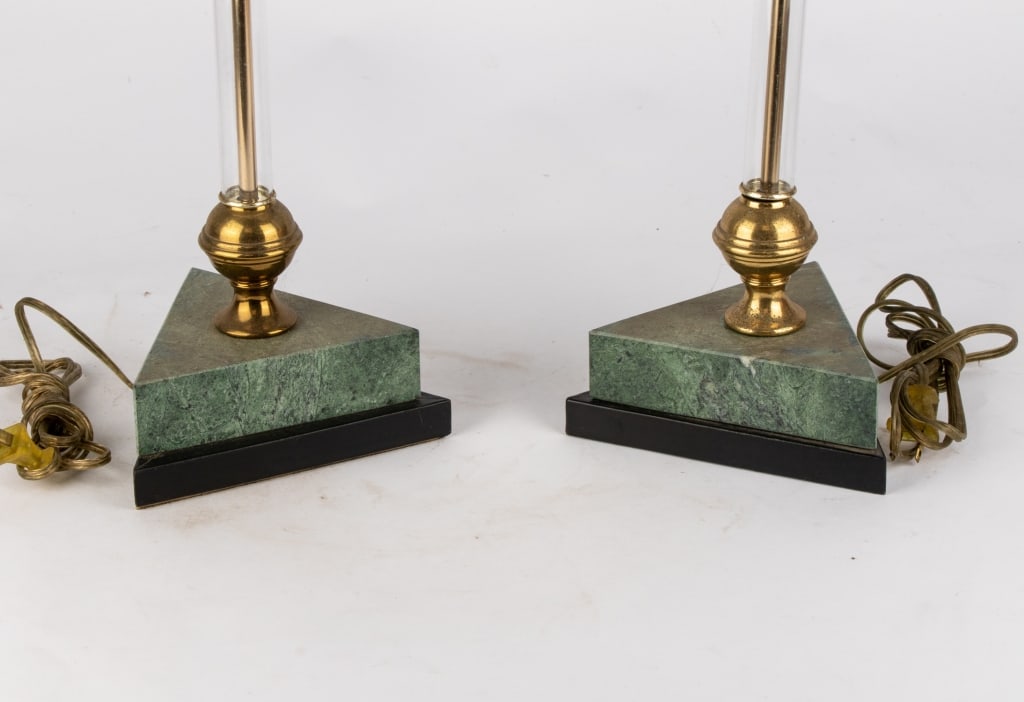 PAIR OF POST-MODERN MARBLE & BRASS TABLE LAMPS - 5