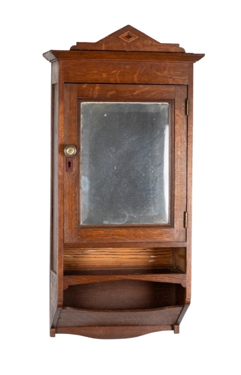 ANTIQUE MIRRORED MEDICINE WALL CABINET (1 of 6)