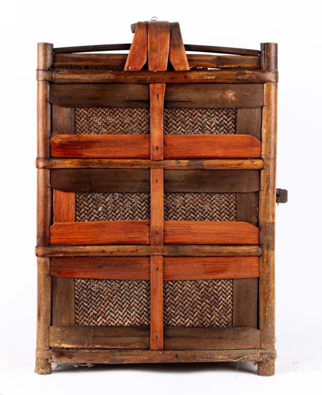 LARGE CHINESE BAMBOO & RATTAN BASKET - 4