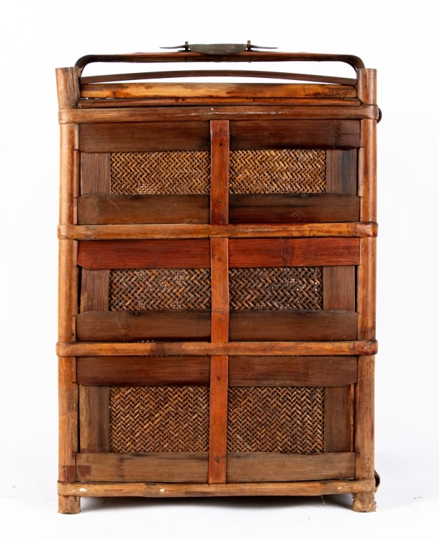 LARGE CHINESE BAMBOO & RATTAN BASKET - 5