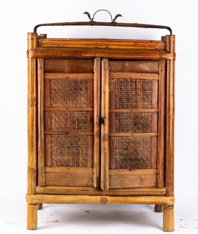 LARGE CHINESE BAMBOO & RATTAN BASKET - 2